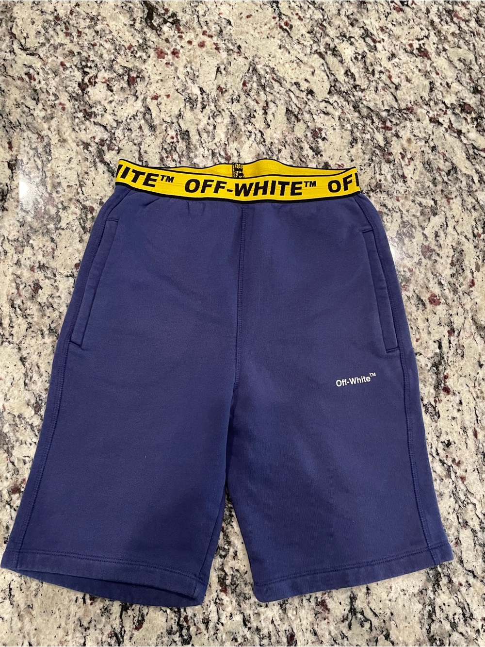 WHIT Navy Blue Shorts with Yellow Branded Waistband